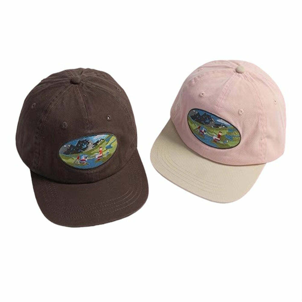 River Lighthouse Embroidery Cap - Cute 2000s Outfits & Y2K Fashion