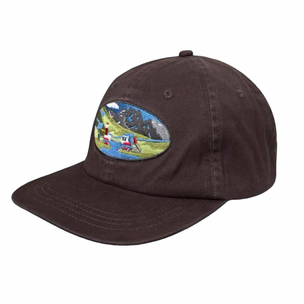 River Lighthouse Embroidery Cap - Cute 2000s Outfits & Y2K Fashion