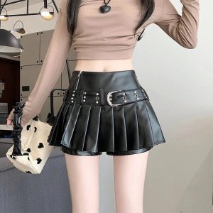 Riveted Pleather Mini Skirt: Trendy Outfit Ideas for Concerts & Nights Out