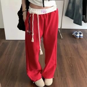 Rope-Tie Relaxed Sweatpants: Perfect for Casual Outfits & Spring Styles