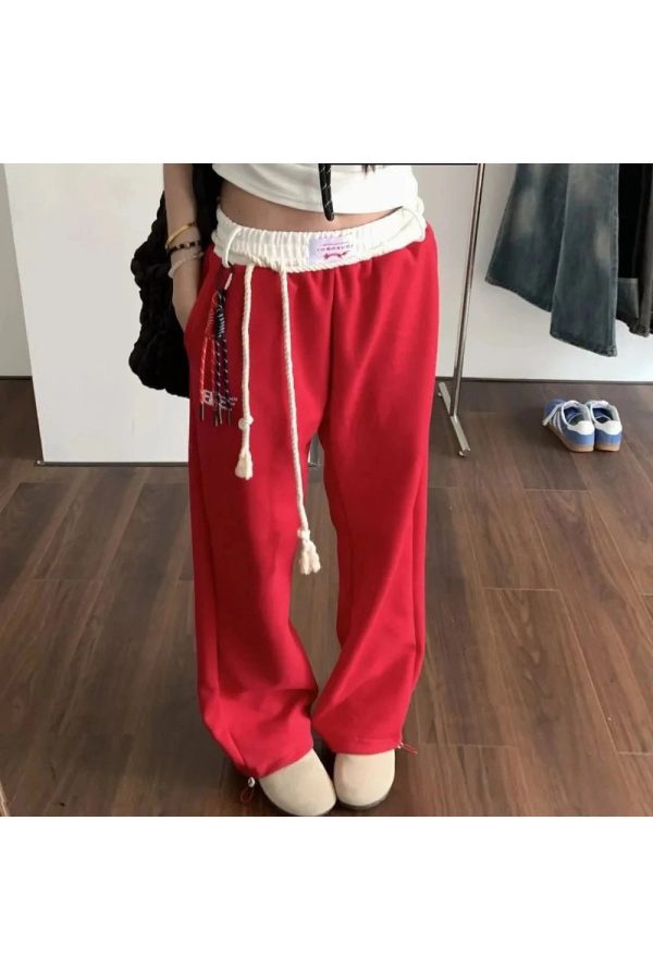 Rope-Tie Relaxed Sweatpants: Perfect for Casual Outfits & Spring Styles