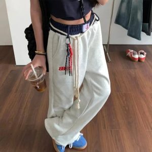 Rope-Tie Relaxed Sweatpants: Perfect for Casual Outfits & Spring Styles