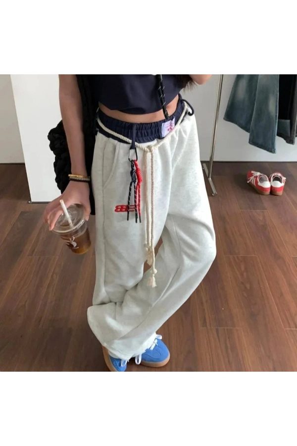 Rope-Tie Relaxed Sweatpants: Perfect for Casual Outfits & Spring Styles