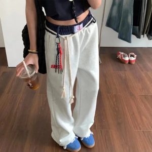 Rope-Tie Relaxed Sweatpants: Perfect for Casual Outfits & Spring Styles