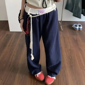 Rope-Tie Relaxed Sweatpants: Perfect for Casual Outfits & Spring Styles