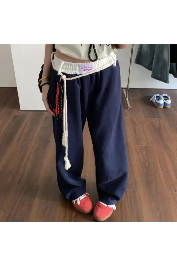 Rope-Tie Relaxed Sweatpants: Perfect for Casual Outfits & Spring Styles