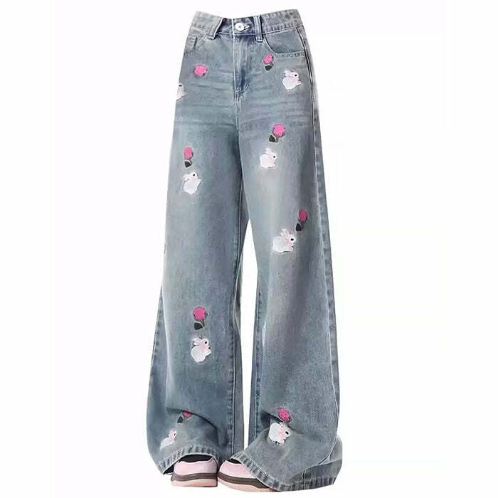 Rose & Bunny Embroidery Jeans: Cute Outfit Ideas for Spring & Beyond