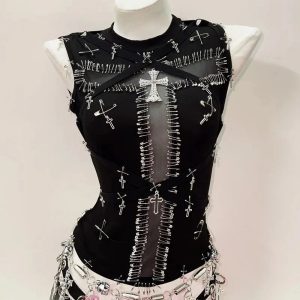 Safety Pin Cross Punk Top: Edgy Outfit Ideas for Concerts & Casual Wear