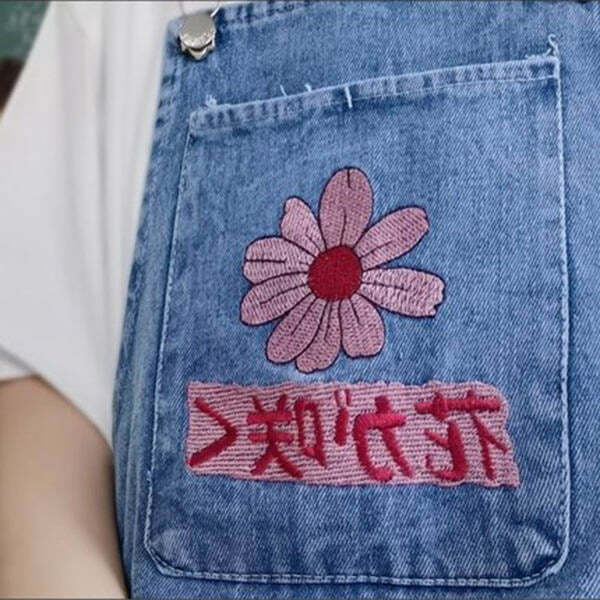 Sakura Embroidery Dungaree Shorts: Cute Outfit Ideas for Spring & Summer