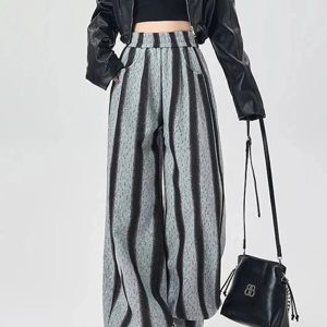 Shadow Stripe Wide-Leg Pants - Cute 2000s Outfits & Y2K Fashion Inspiration