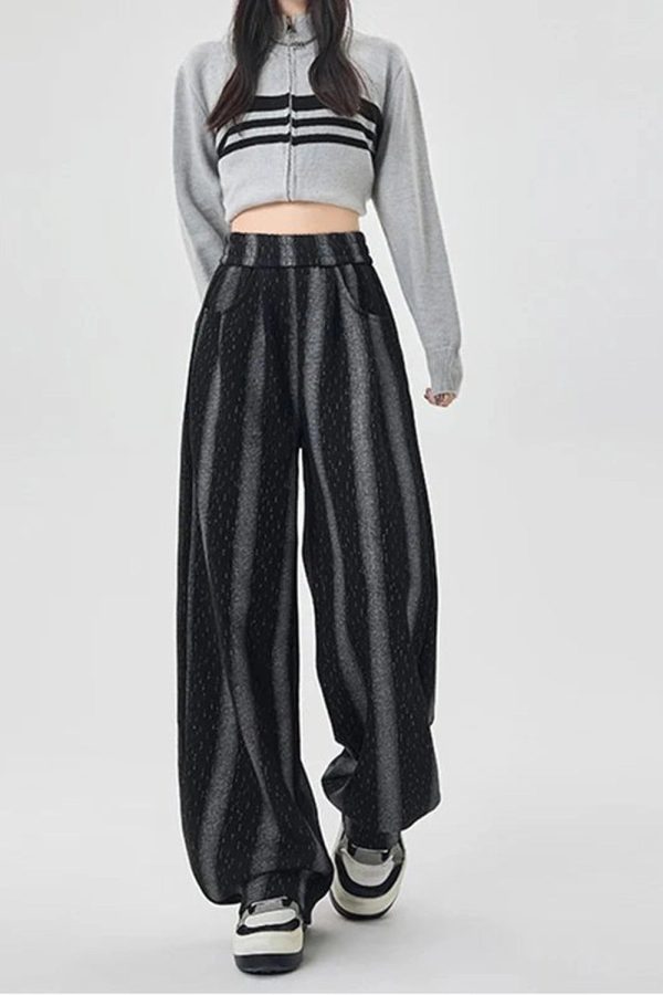 Shadow Stripe Wide-Leg Pants - Cute 2000s Outfits & Y2K Fashion Inspiration