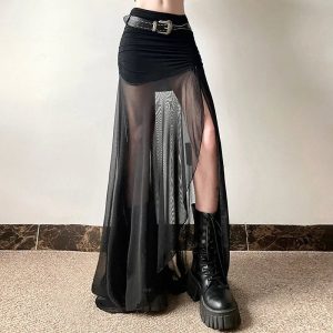 Shadow Veil Sheer Maxi Skirt: Perfect for Spring Outfits & Concert Looks