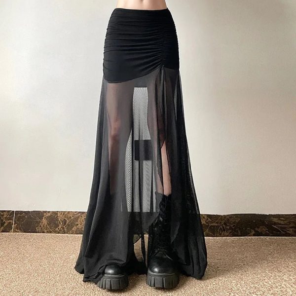 Shadow Veil Sheer Maxi Skirt: Perfect for Spring Outfits & Concert Looks