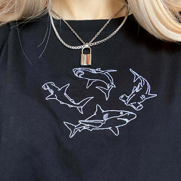 Shark Embroidered T-Shirt: Trendy Outfit Ideas for Casual Spring Looks