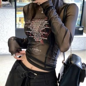 Sheer Black Graphic Mesh Top: Trendy Outfit Ideas for Every Occasion