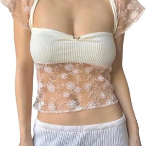 Sheer Blossom Lace Crop Top: Perfect for Spring Outfits & Date Nights