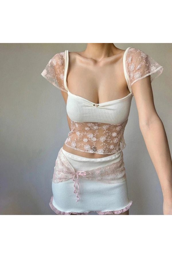 Sheer Blossom Lace Crop Top: Perfect for Spring Outfits & Date Nights