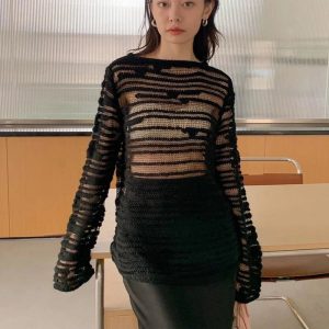 Sheer Shadow Striped Knit Top: Chic Outfit Ideas for Every Occasion