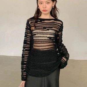 Sheer Shadow Striped Knit Top: Chic Outfit Ideas for Every Occasion