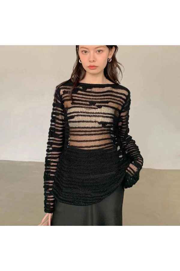 Sheer Shadow Striped Knit Top: Chic Outfit Ideas for Every Occasion