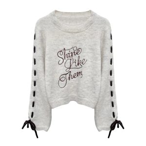 Shine Bright Embroidered Sweater: Perfect for Spring Outfits & Concerts