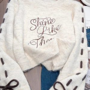 Shine Bright Embroidered Sweater: Perfect for Spring Outfits & Concerts