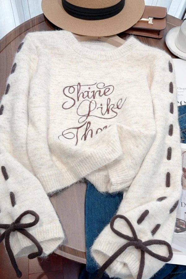 Shine Bright Embroidered Sweater: Perfect for Spring Outfits & Concerts