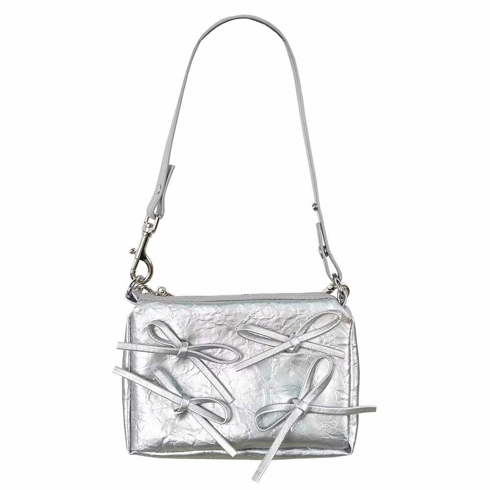 Silver Bows Shoulder Bag: Perfect for Concerts, Date Nights & Spring Outfits