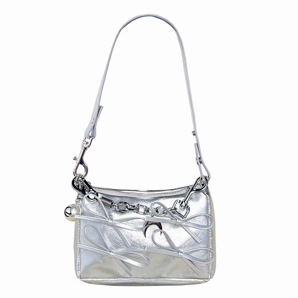 Silver Bows Shoulder Bag: Perfect for Concerts, Date Nights & Spring Outfits