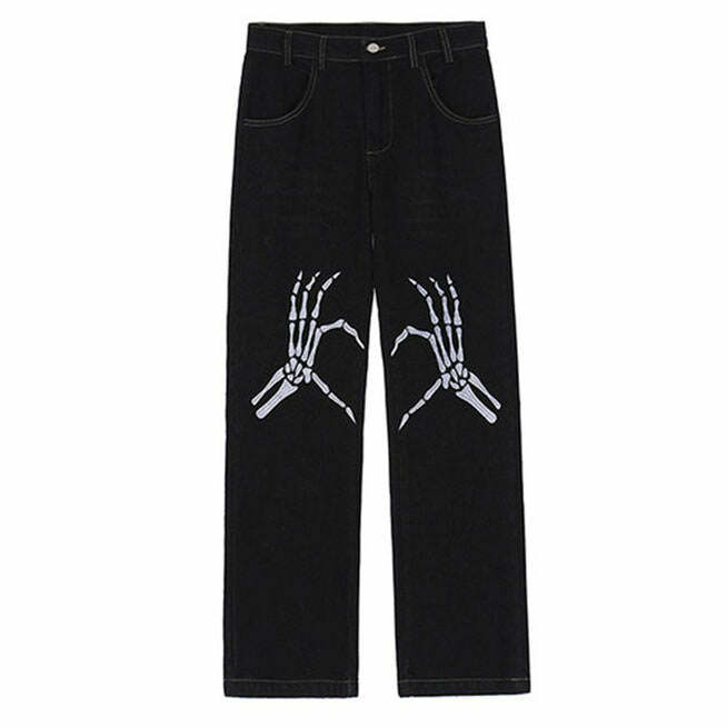 Skeleton Hands Embroidery Jeans: Unique Outfit Ideas for Every Occasion