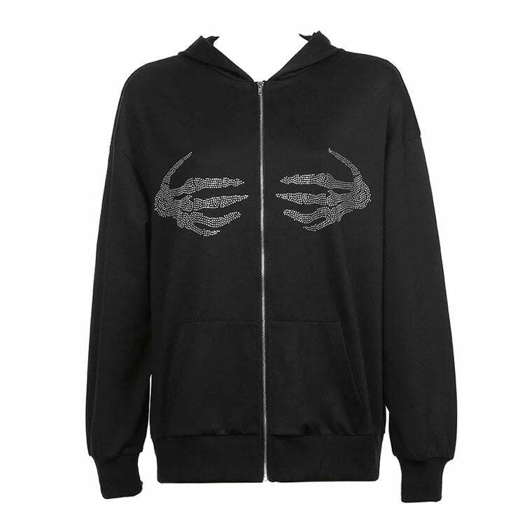 Skeleton Hands Rhinestone Hoodie: Trendy Outfit Ideas for Every Occasion