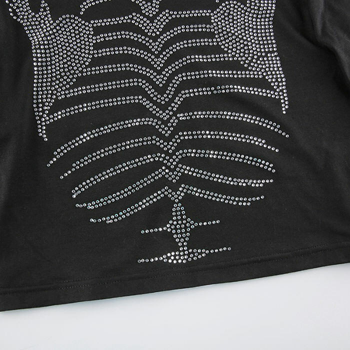 Skeleton Rhinestone Long Sleeve Top - Y2K Cute 2000s Fashion Outfit