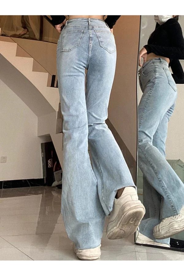 Skywave Stitch Flare Jeans - Cute 2000s Outfits & Y2K Fashion Inspiration