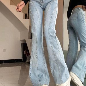 Skywave Stitch Flare Jeans - Cute 2000s Outfits & Y2K Fashion Inspiration