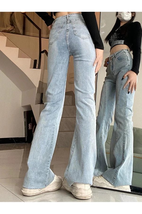 Skywave Stitch Flare Jeans - Cute 2000s Outfits & Y2K Fashion Inspiration