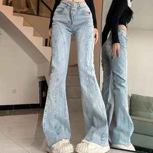 Skywave Stitch Flare Jeans - Cute 2000s Outfits & Y2K Fashion Inspiration