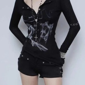 Smoke Print Goth Top: Edgy Outfit Ideas for Concerts & Casual Outfits