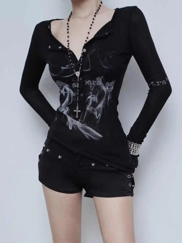 Smoke Print Goth Top: Edgy Outfit Ideas for Concerts & Casual Outfits