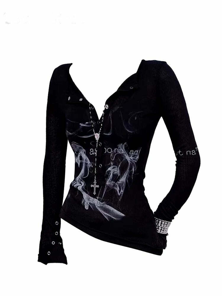 Smoke Print Goth Top: Edgy Outfit Ideas for Concerts & Casual Outfits