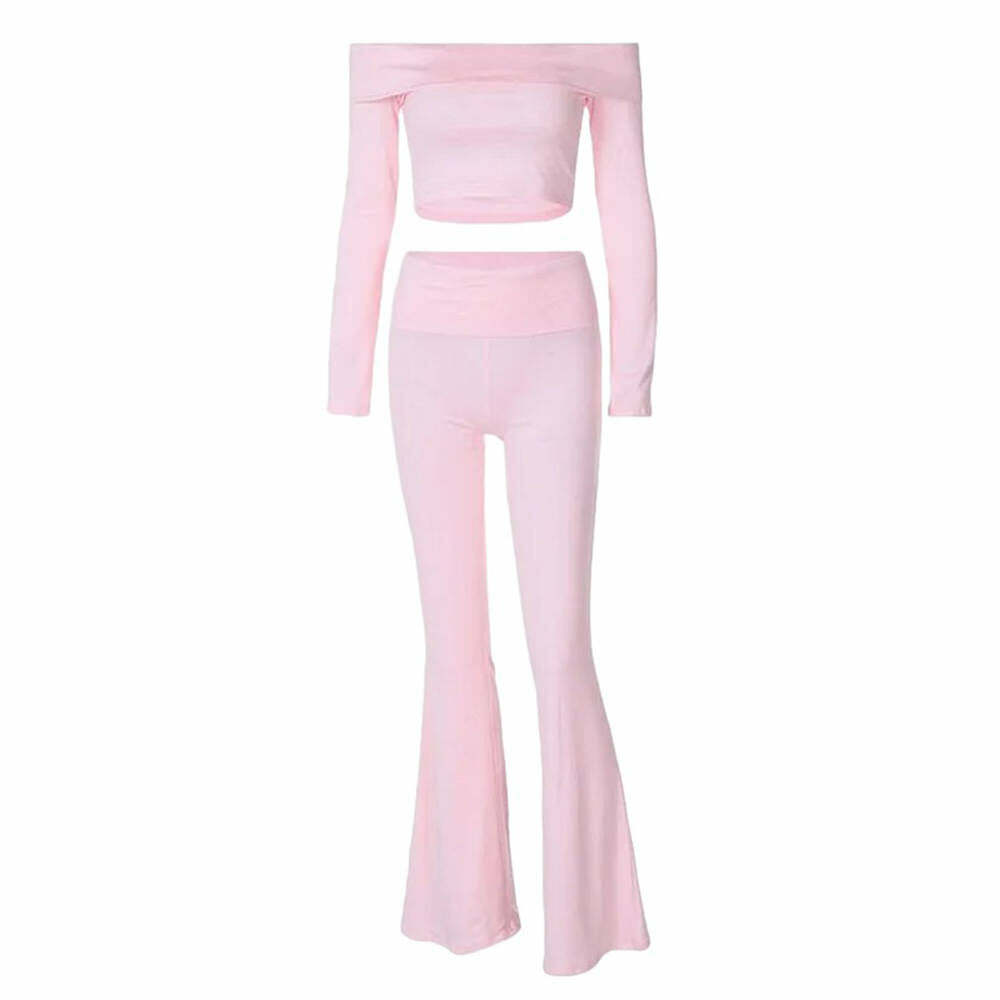 Soft Girl Bardot Top & Flare Pants Co-Ord: Chic Outfit Ideas for Every Occasion