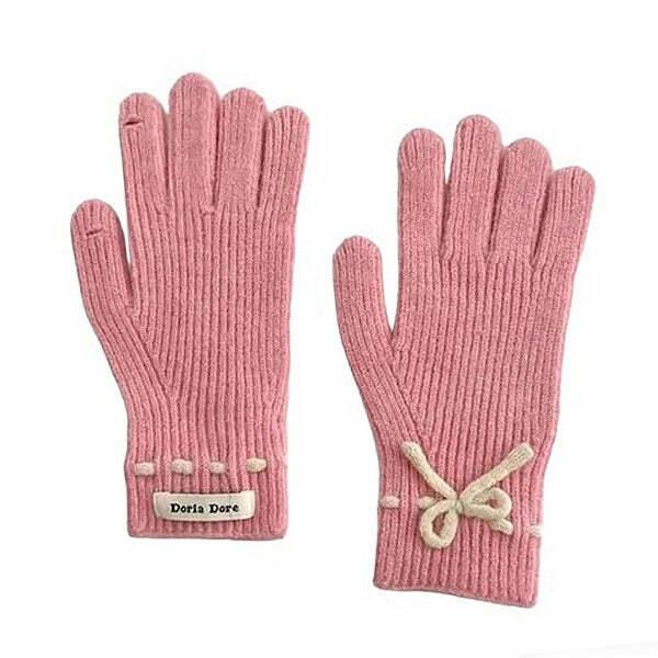 Soft Girl Bow Knit Gloves: Perfect for Spring Outfits & Casual Looks