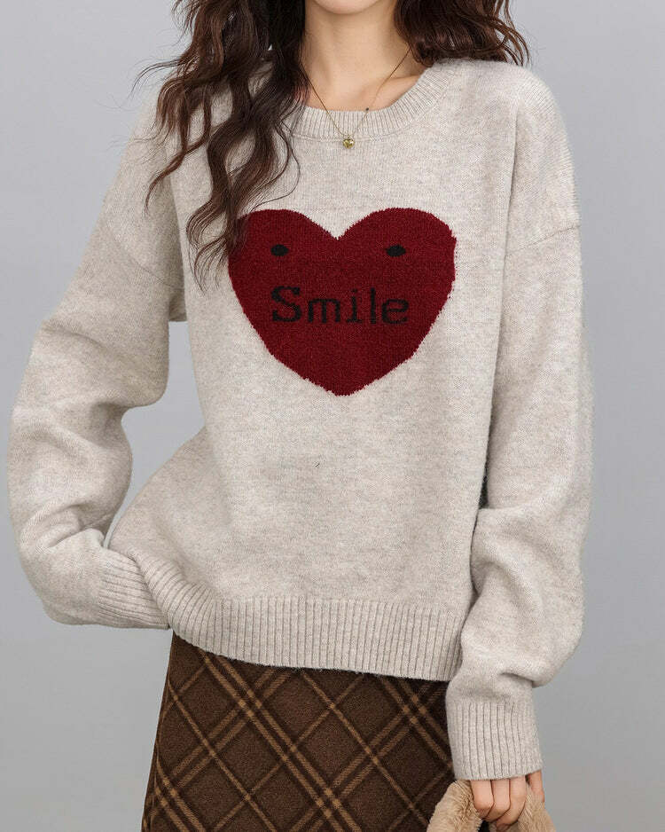 Soft Girl Warm Heart Sweater: Perfect for Spring Outfits & Casual Looks