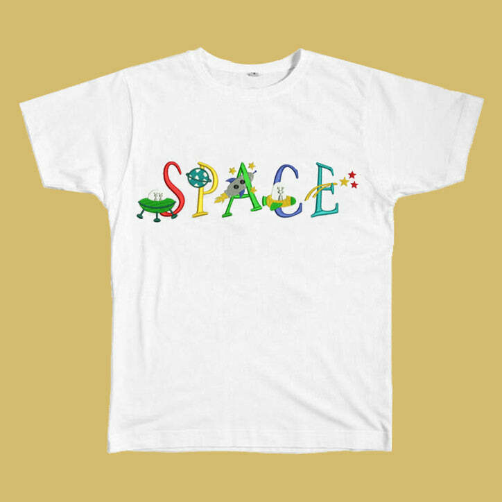 Space Embroidered Tee - Cute 2000s Outfits, Y2K Fashion Inspiration