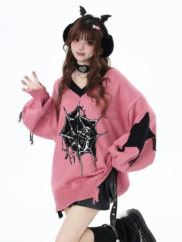 Spidercore Cozy Sweater - Cute 2000s Outfits, Y2K Fashion Inspiration