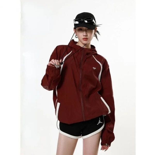 Sporty Red Zip-Up Jacket - Y2K Fashion, Cute 2000s Outfits, McBling Style