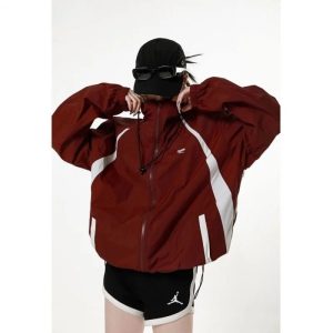 Sporty Red Zip-Up Jacket - Y2K Fashion, Cute 2000s Outfits, McBling Style