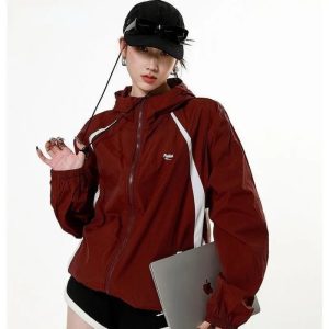 Sporty Red Zip-Up Jacket - Y2K Fashion, Cute 2000s Outfits, McBling Style