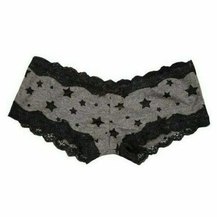 Star Print Lace Panty - Cute 2000s Outfits, Y2k Fashion, Mcbling Style