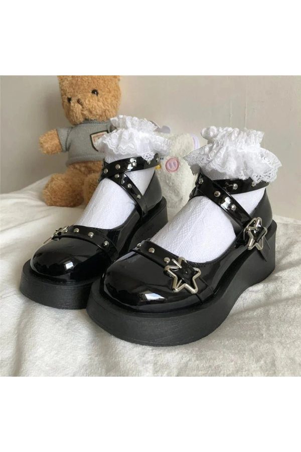 Starry Goth Platform Mary Janes: Perfect for Concerts & Casual Outfits