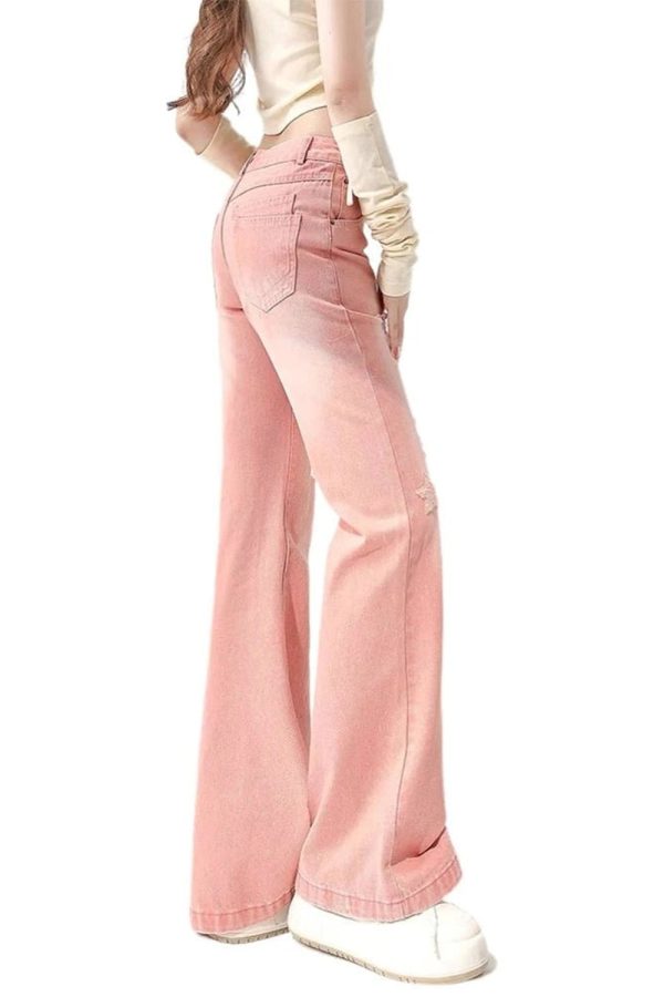 Starry Pink Distressed Jeans - Cute 2000s Outfits & Y2K Fashion Inspiration